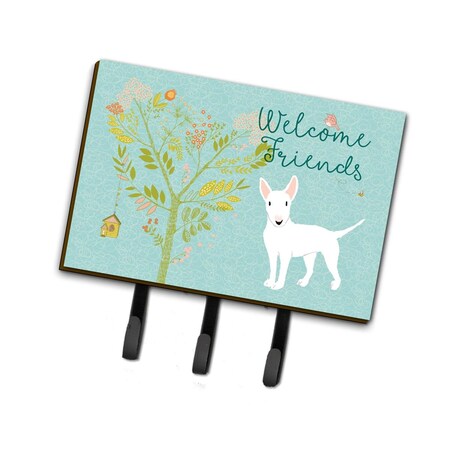 Carolines Treasures Welcome Friends White Bull Terrier Leash or Key Holder, 6 x 2 x 9 in. BB7606TH68